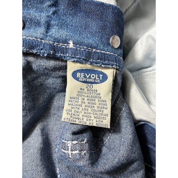 Vintage Revolt Women's Blue Denim Overalls Floral Embroidered Size 20 - Picture 7 of 7